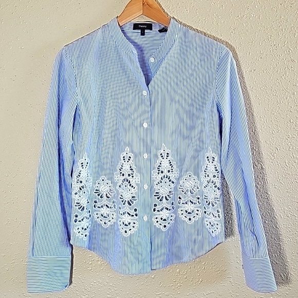 Theory Embroidery Button Down Shirt - Picture 1 of 7
